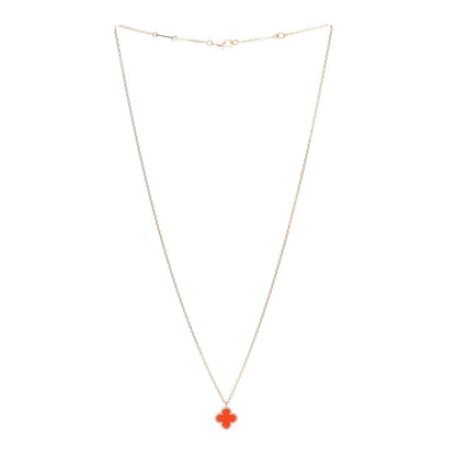 Van Cleef & Arpels 18K Rose Gold Carnelian Sweet Alhambra Pendant Necklace 3 of 5