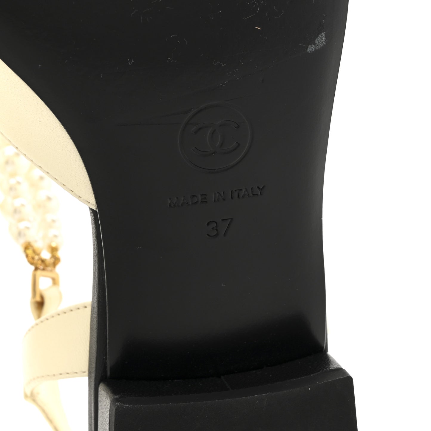 Lambskin Grosgrain Cap Toe Pearl Slingback 37 Ivory Black