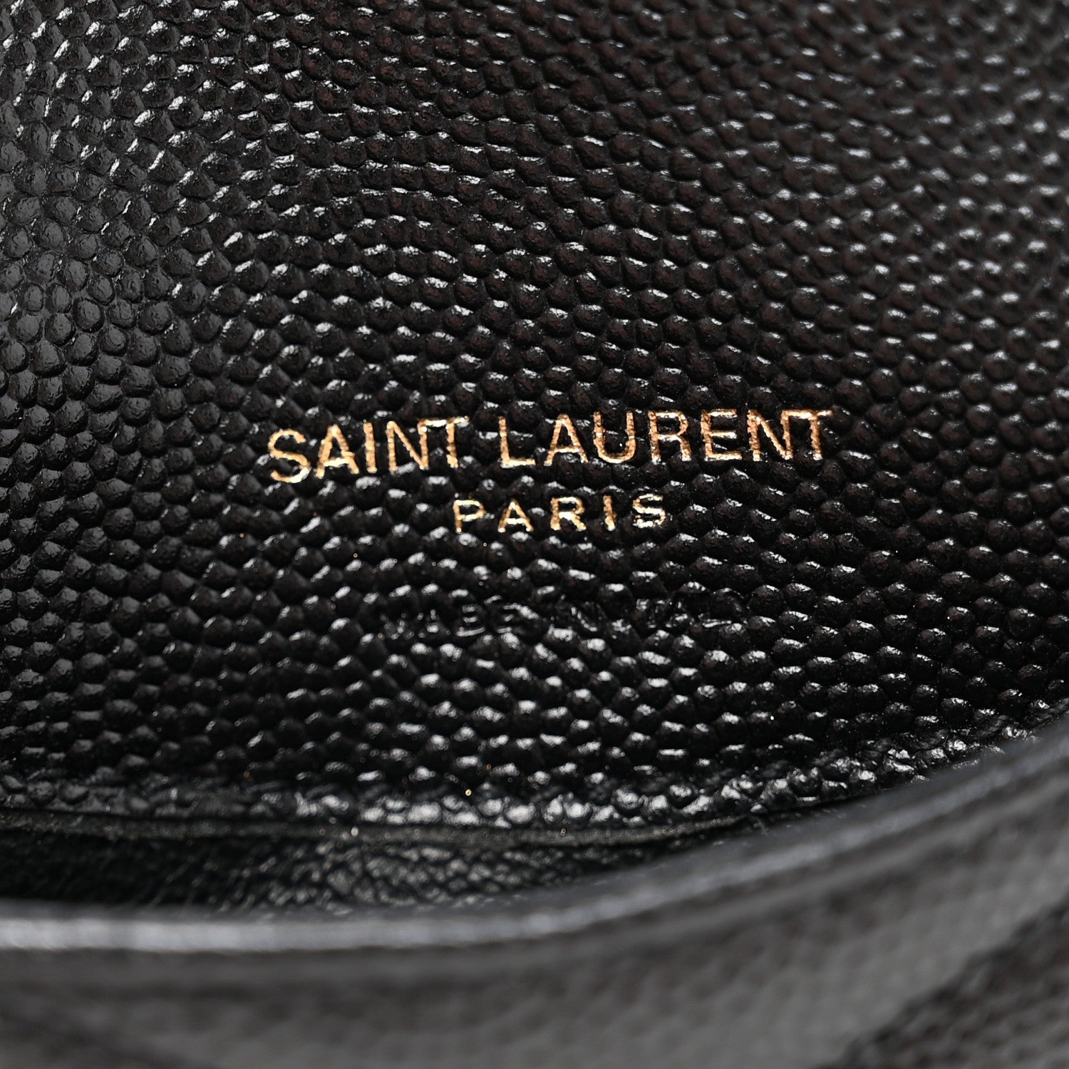 Saint Laurent Grain De Poudre Matelasse Chevron Monogram Compact Wallet Black 6 of 9
