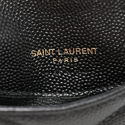 Saint Laurent Grain De Poudre Matelasse Chevron Monogram Compact Wallet Black 6 of 9