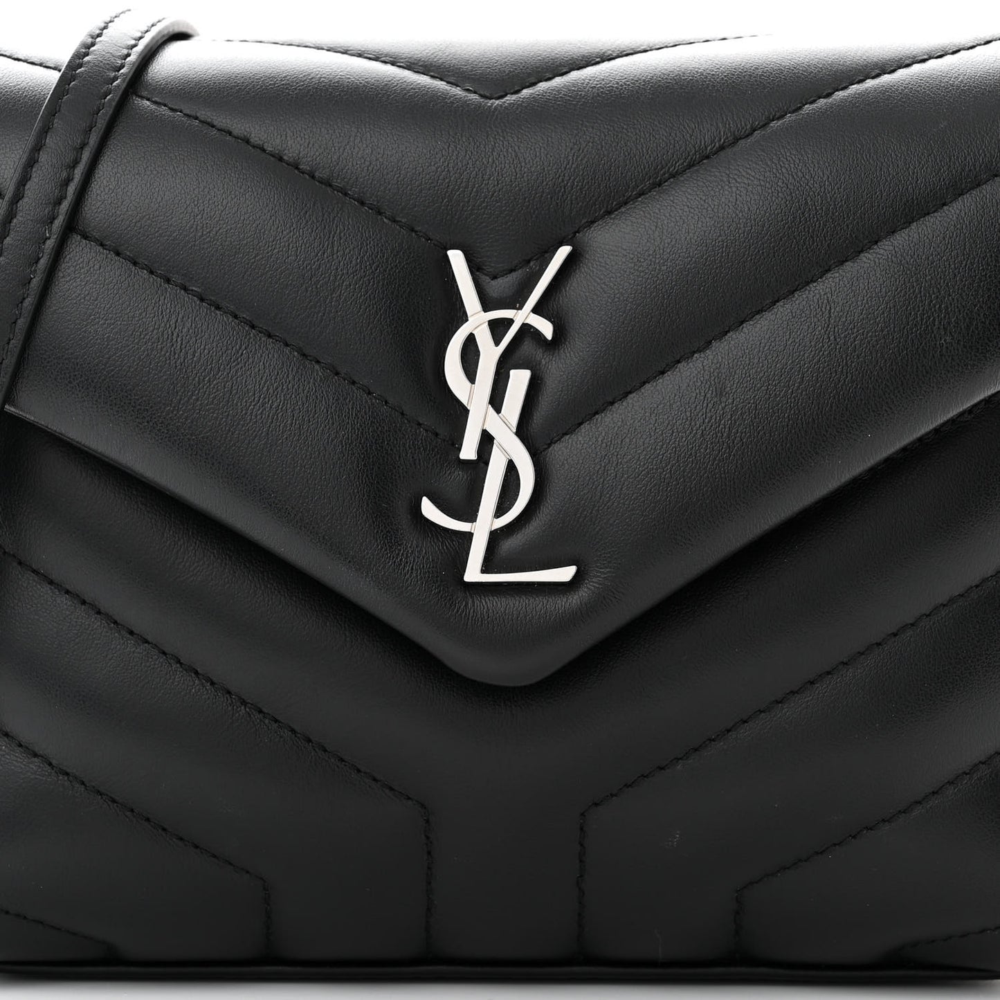Calfskin Y Quilted Monogram Toy Loulou Crossbody Bag Black