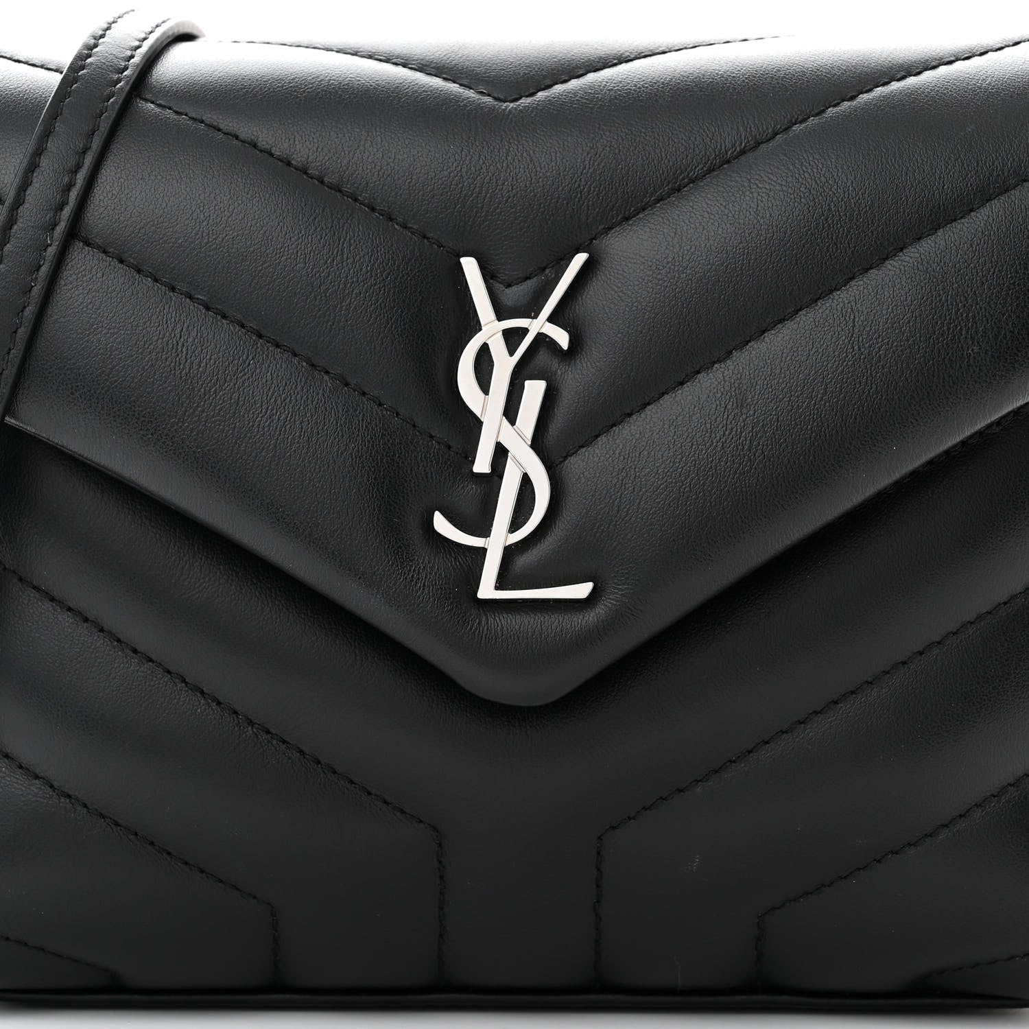 Saint Laurent Calfskin Y Quilted Monogram Toy Loulou Crossbody Bag Black 8 of 14