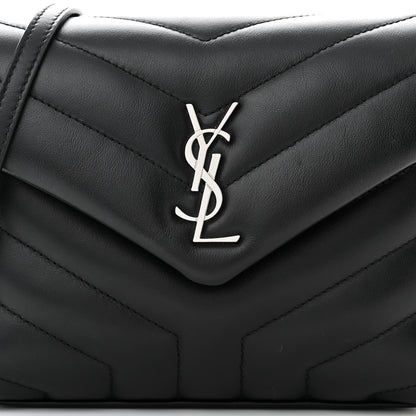 Saint Laurent Calfskin Y Quilted Monogram Toy Loulou Crossbody Bag Black 8 of 14