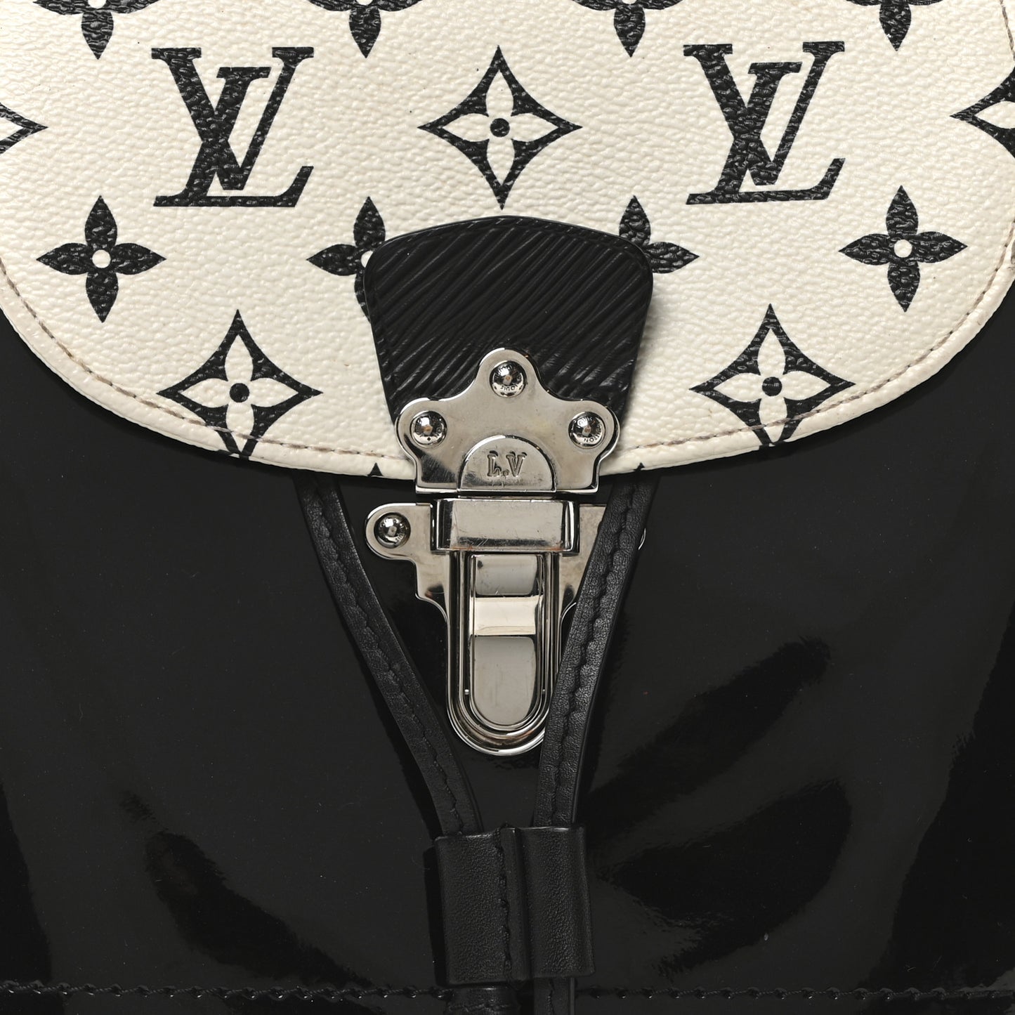 Patent Monogram Hot Springs Backpack Black White