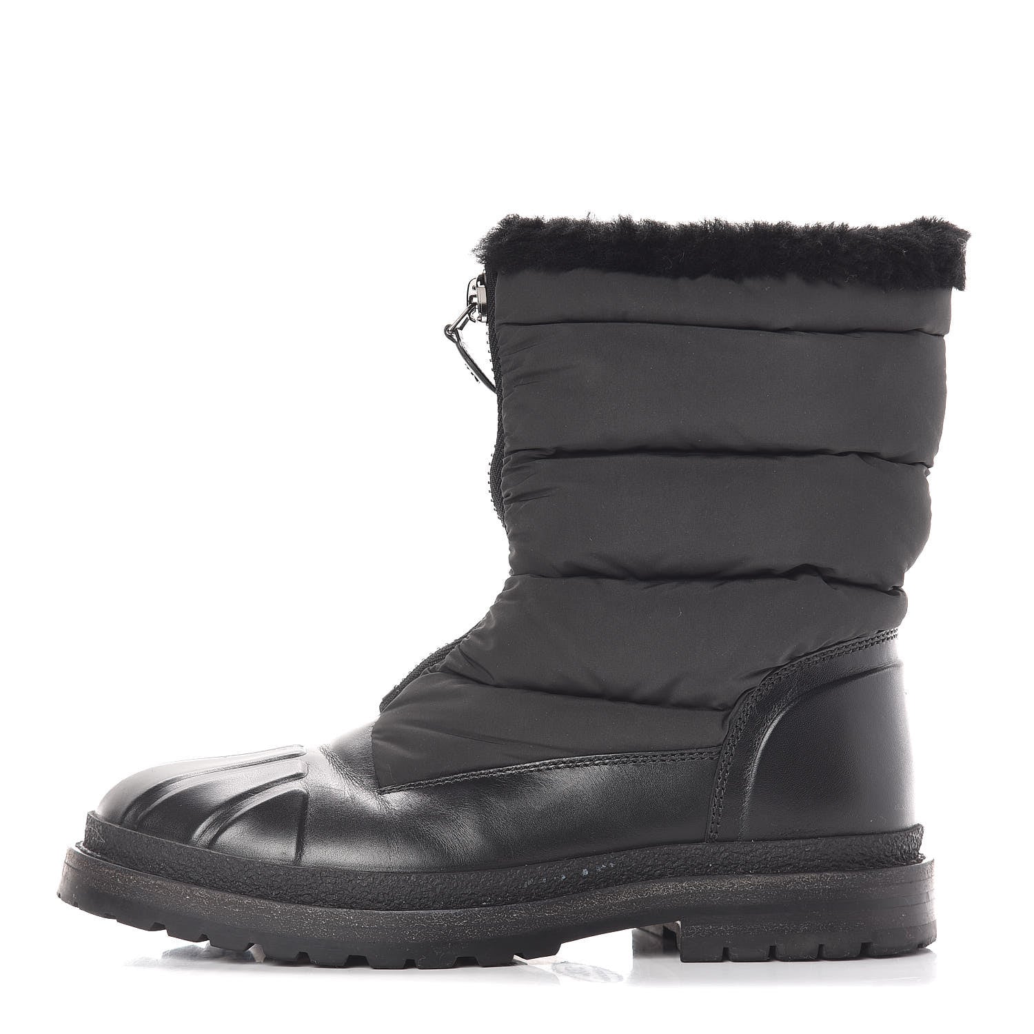 Chanel Calfskin Nylon Shearling Short Boots 7 Black 1 of 6
