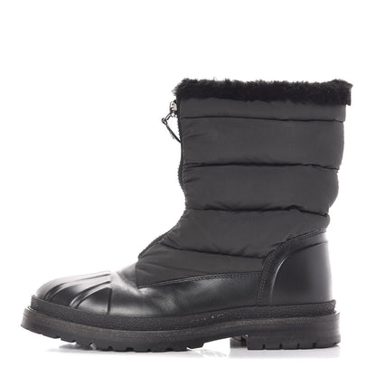 Chanel Calfskin Nylon Shearling Short Boots 7 Black 1 of 6