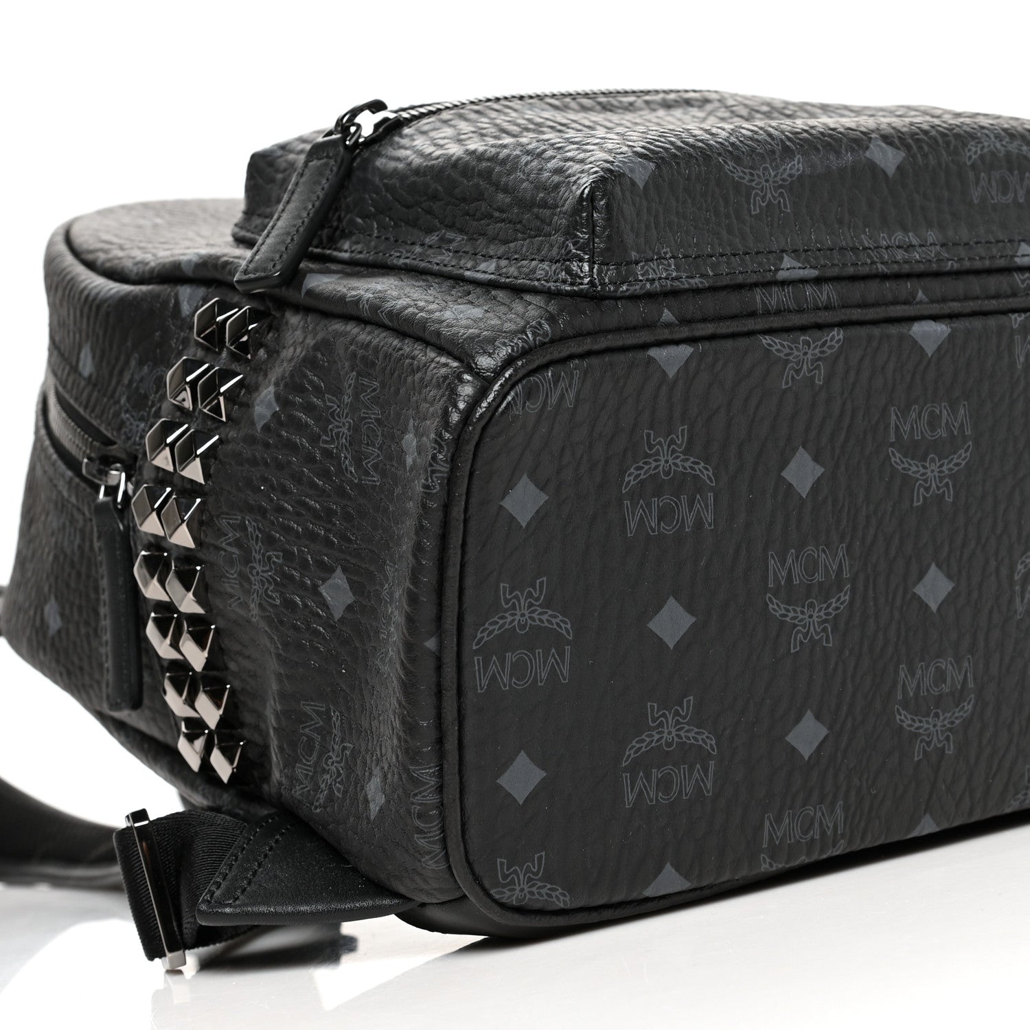 MCM Visetos Small Side Stud Stark Backpack Black 8 of 9
