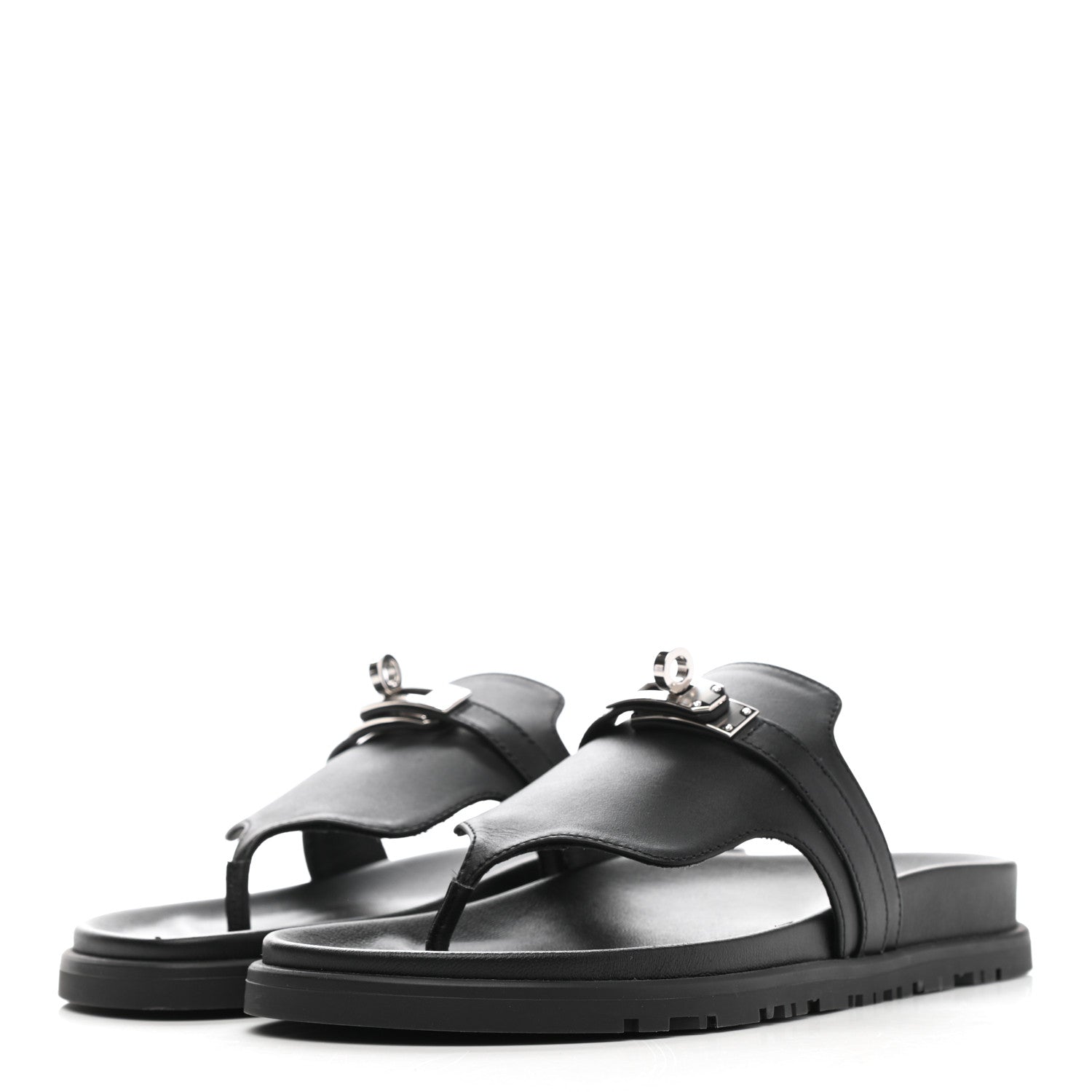 Hermes Calfskin Womens Empire Sandals 36 Black 3 of 8