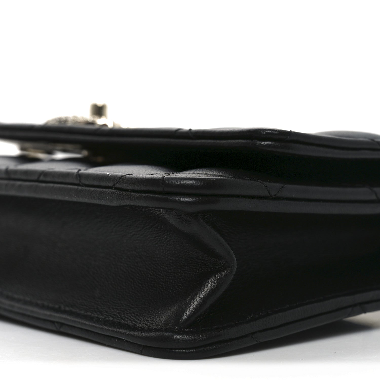 Chanel Lambskin Quilted Crystal Handle Wallet On Chain WOC Black 11 of 11