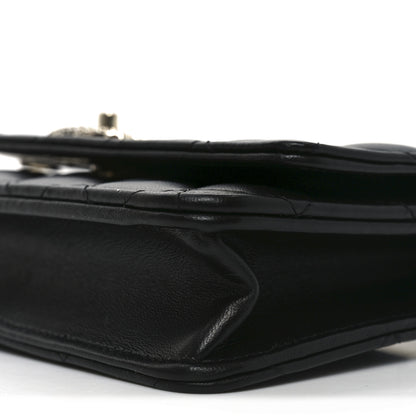 Chanel Lambskin Quilted Crystal Handle Wallet On Chain WOC Black 11 of 11