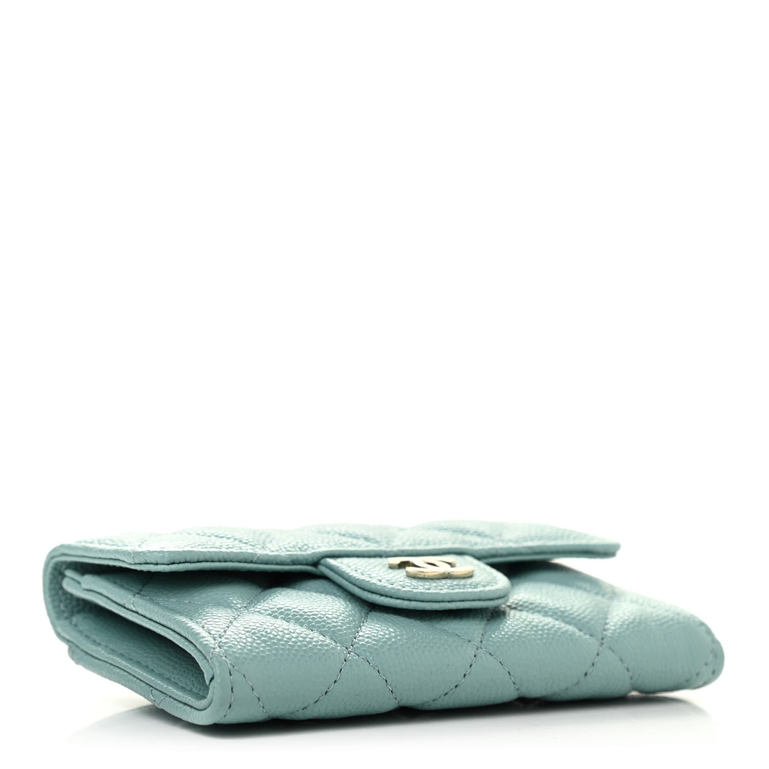 Chanel Caviar Quilted Flap Card Holder Wallet Light Blue 4 of 8