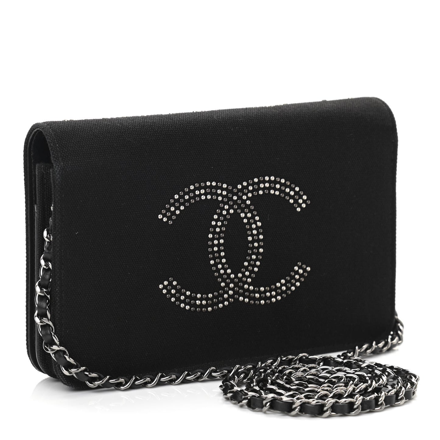 Canvas Studded CC Wallet On Chain WOC Black