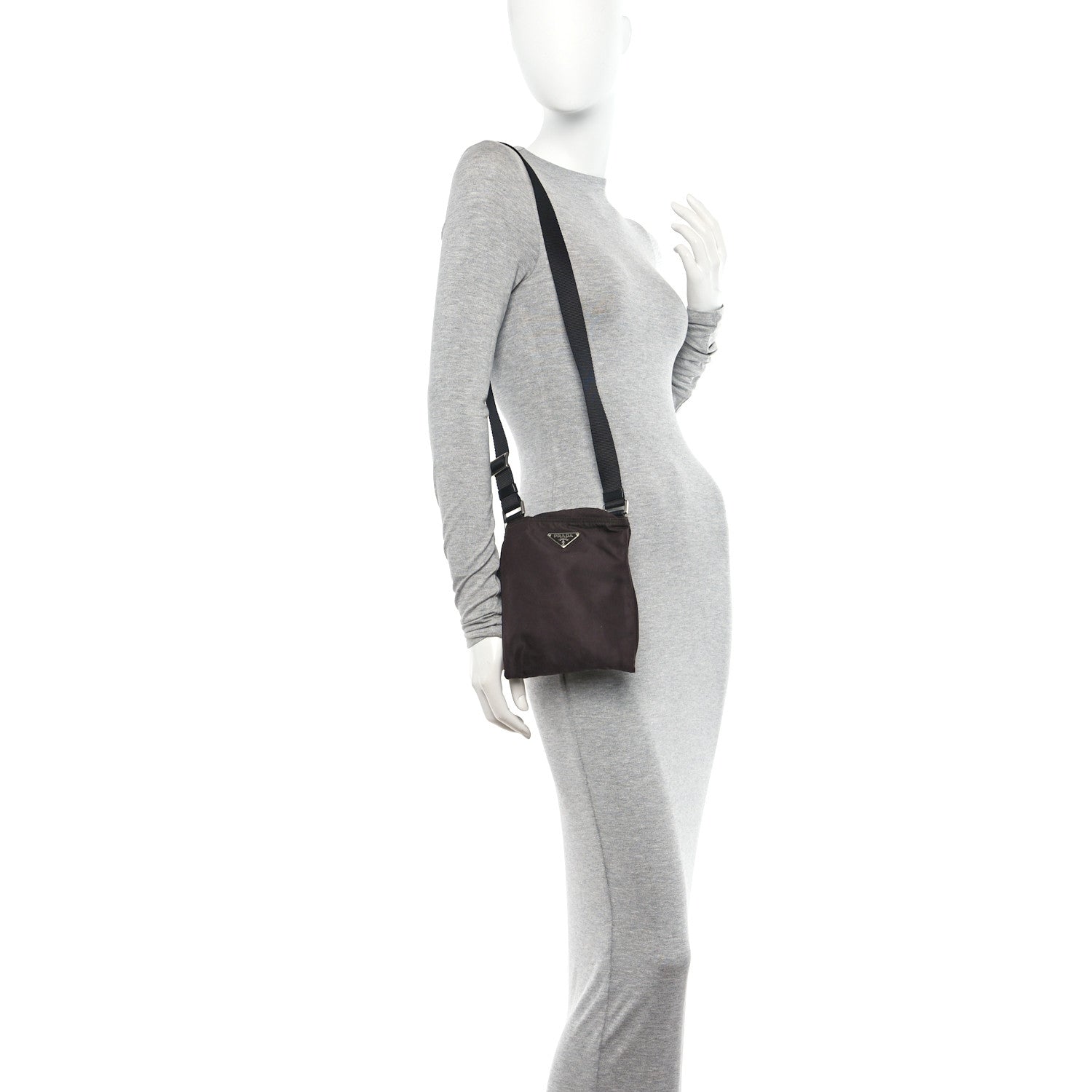 Prada Tessuto Nylon Small Flat Messenger Bag Brown 2 of 9