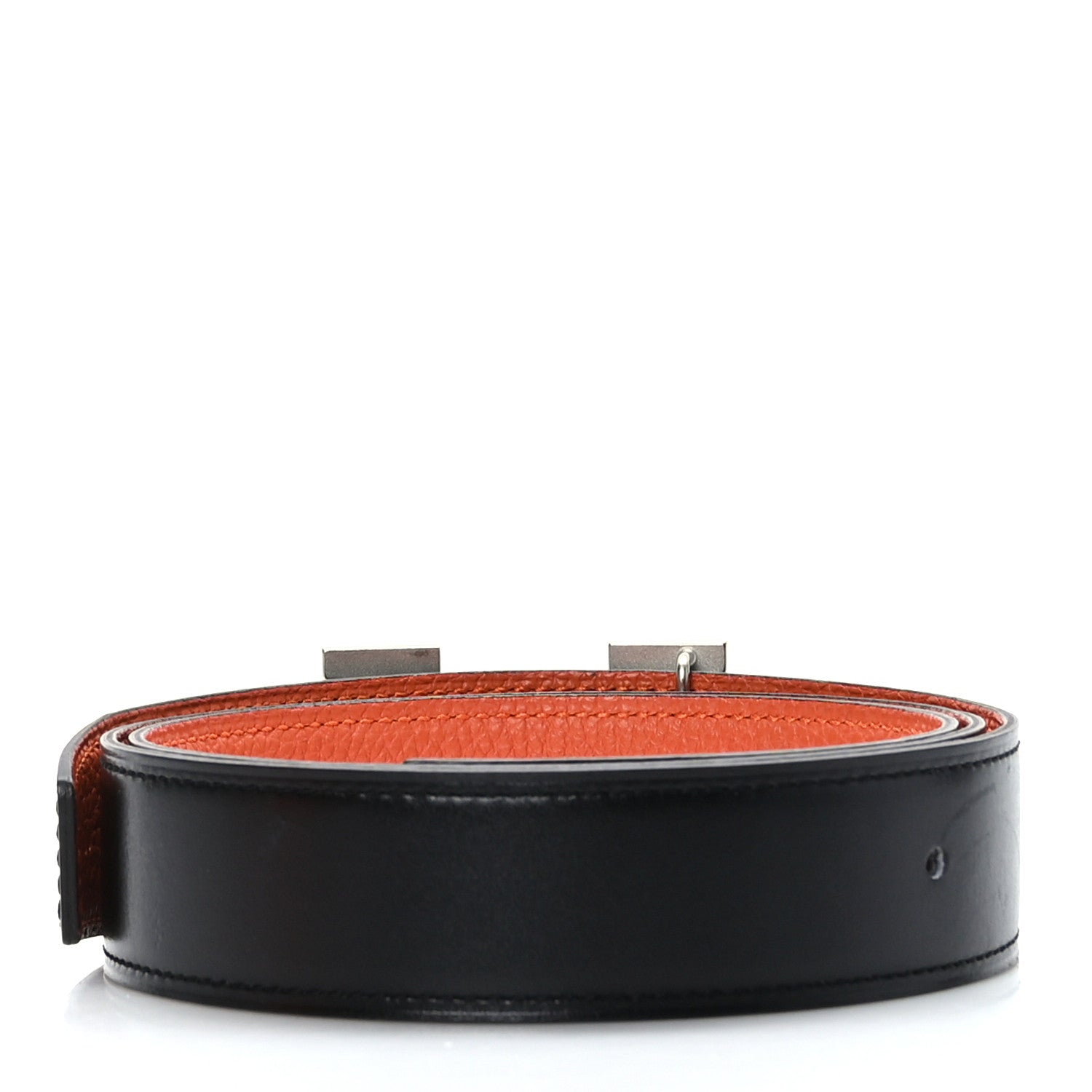 Hermes Box Togo 32mm H Belt 90 36 Black Orange 2 of 5