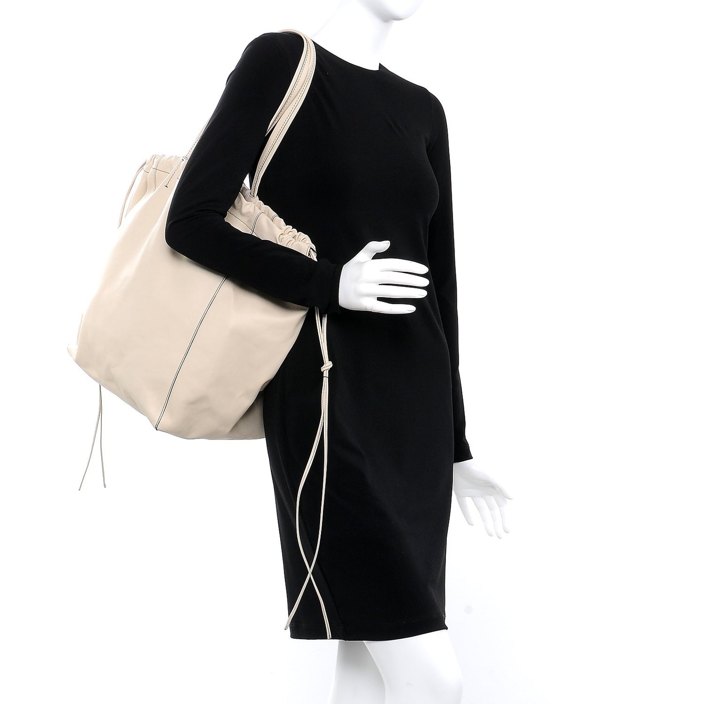 Smooth Calfskin Large Coulisse Cabas Chalk