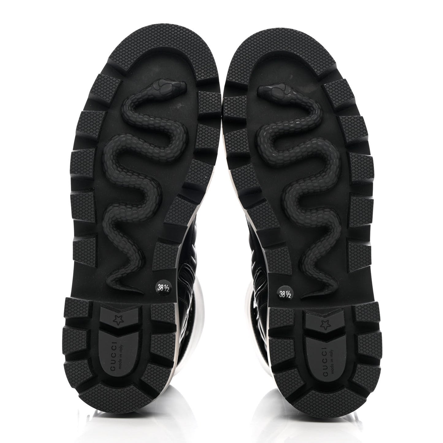 Nappa Frances GG Matelasse Platform Combat Boots 38.5 Black