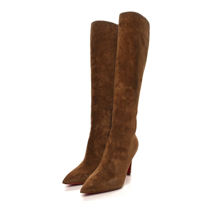Christian Louboutin Suede Calfskin Condora Botta 85 Knee Boots 36 Brown 3 of 7