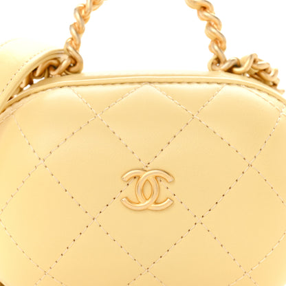 Chanel Lambskin Quilted CC Bubble Vanity Case With Chain Light Yellow 8 of 12