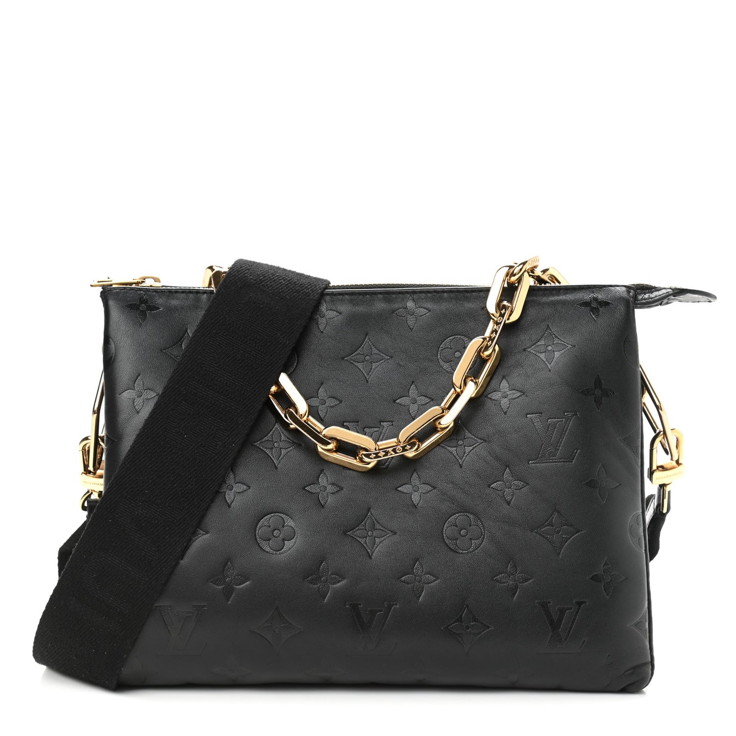 Lambskin Embossed Monogram Coussin PM Black