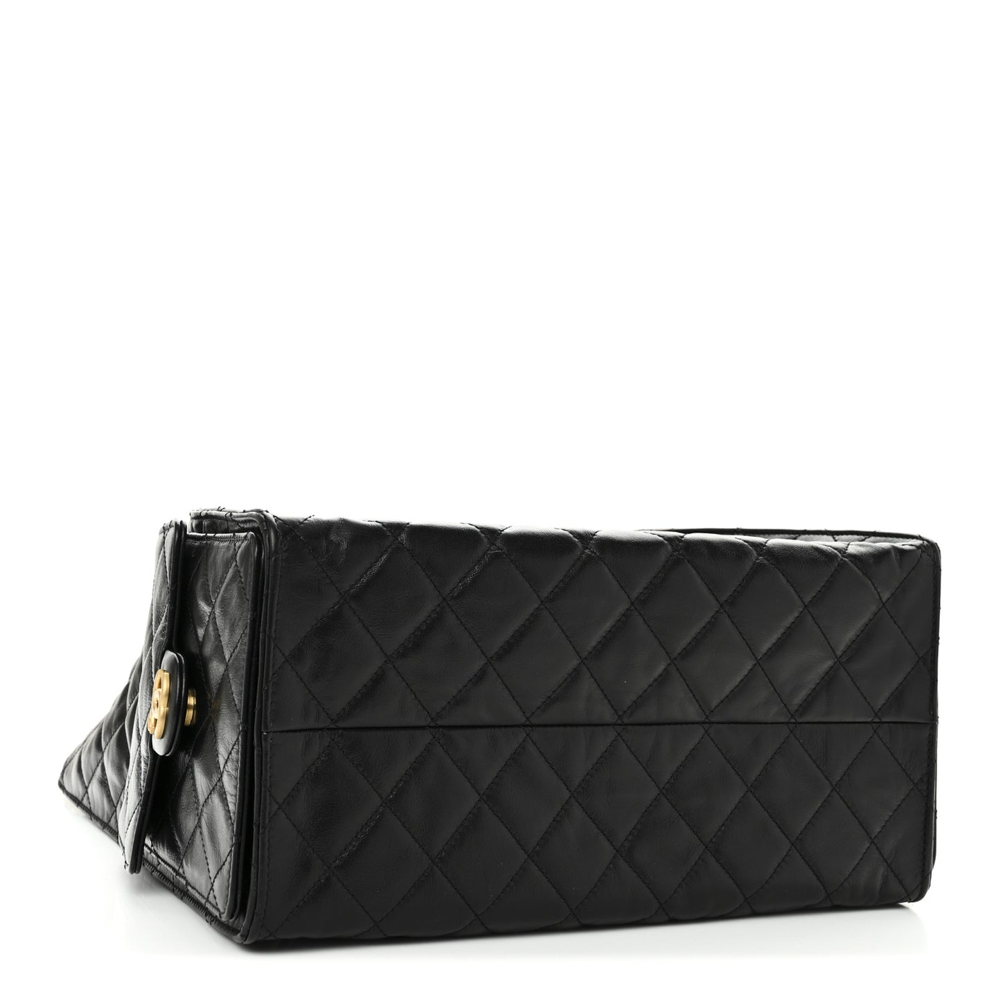 Shiny Crumpled Calfskin Quilted Medium Chanel 25 Handbag Black