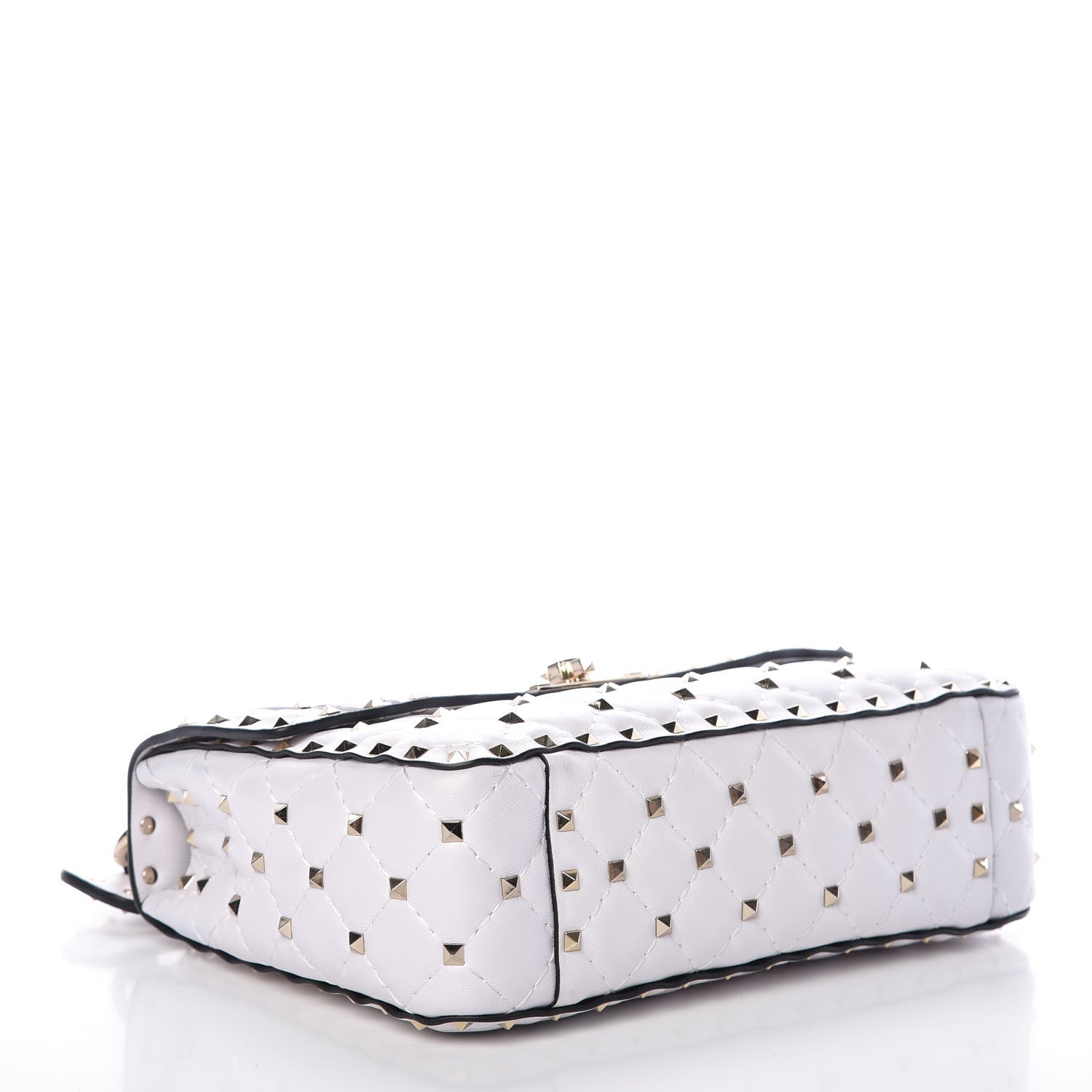 Valentino Garavani Lambskin VLTN Print Medium Rockstud Spike Shoulder Bag Optic White Black 4 of 8
