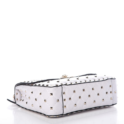 Valentino Garavani Lambskin VLTN Print Medium Rockstud Spike Shoulder Bag Optic White Black 4 of 8