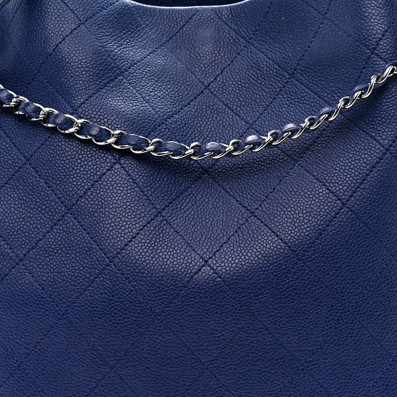 Chanel Grained Calfskin Stitched CC Pocket Tote Navy Blue 8 of 11