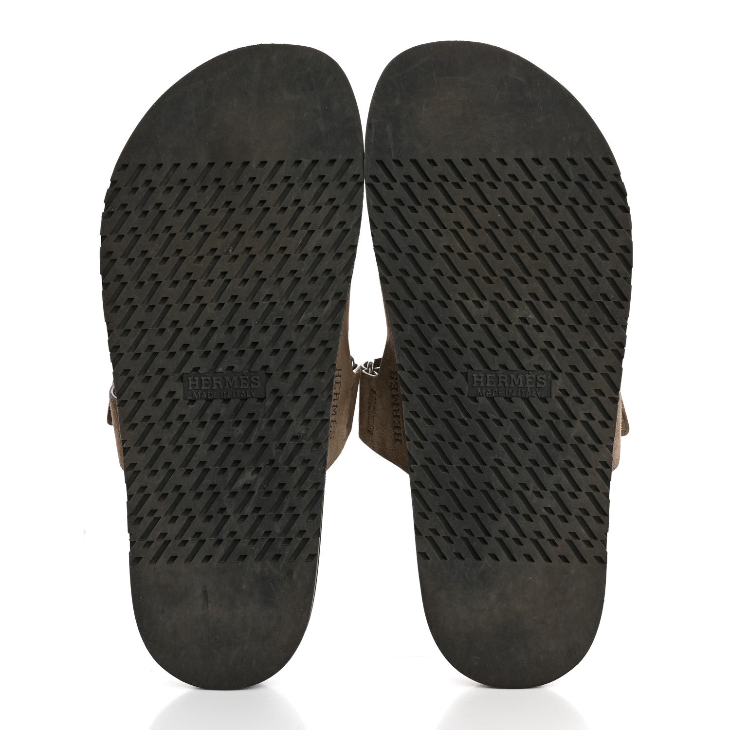 Hermes Suede Goatskin Mens Chypre Sandals 42 Etoupe 1754638