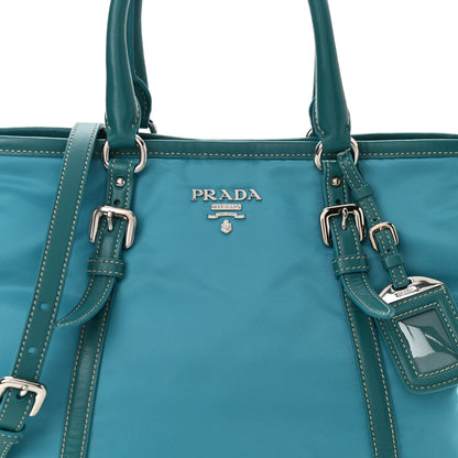 Prada Tessuto Nylon Soft Calf Small Tote Blue 8 of 10