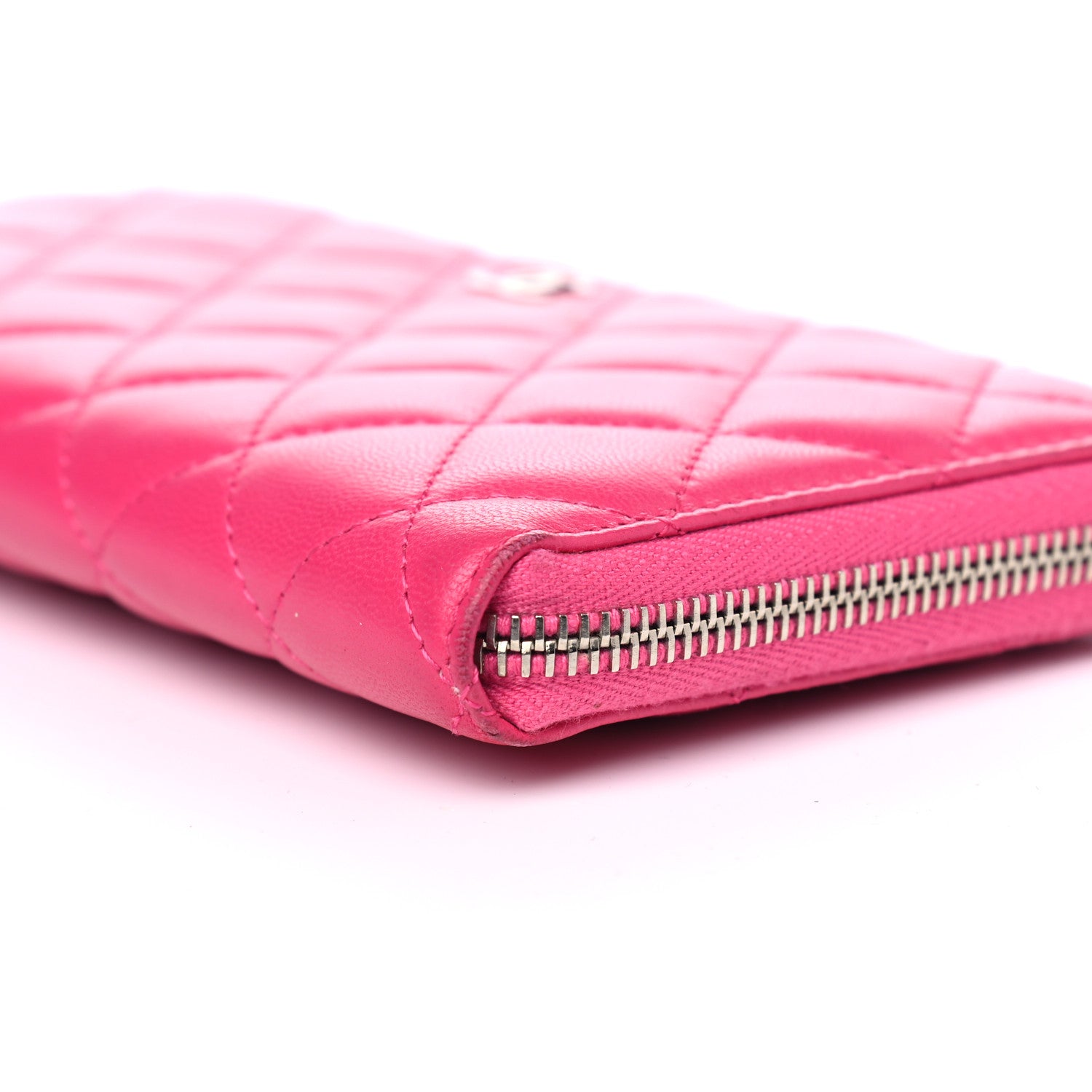 Chanel Lambskin Quilted Large Gusset Zip Around Wallet Fuchsia 6 of 12