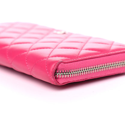 Chanel Lambskin Quilted Large Gusset Zip Around Wallet Fuchsia 6 of 12