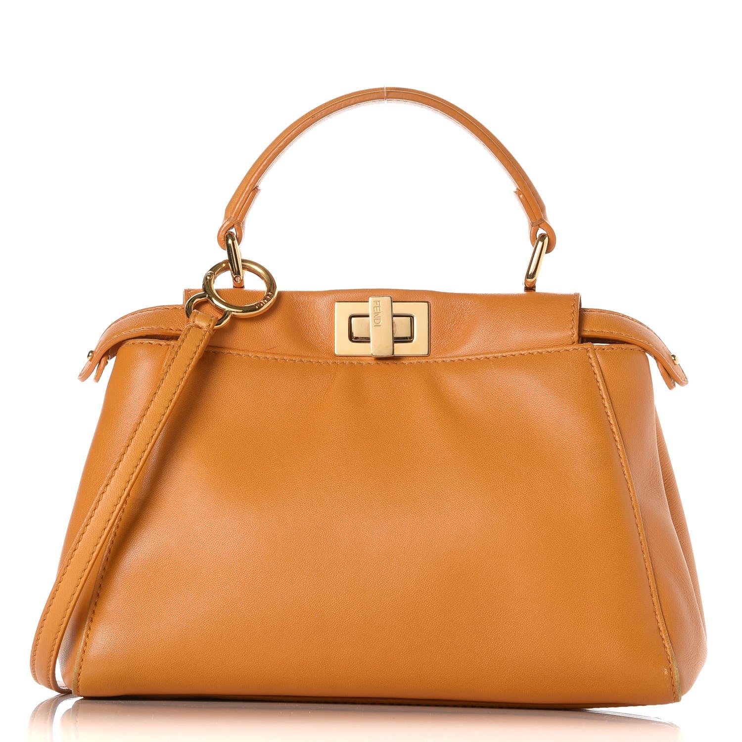 Fendi Nappa Mini Peekaboo Iconic Satchel Giallo Syrup 1 of 14