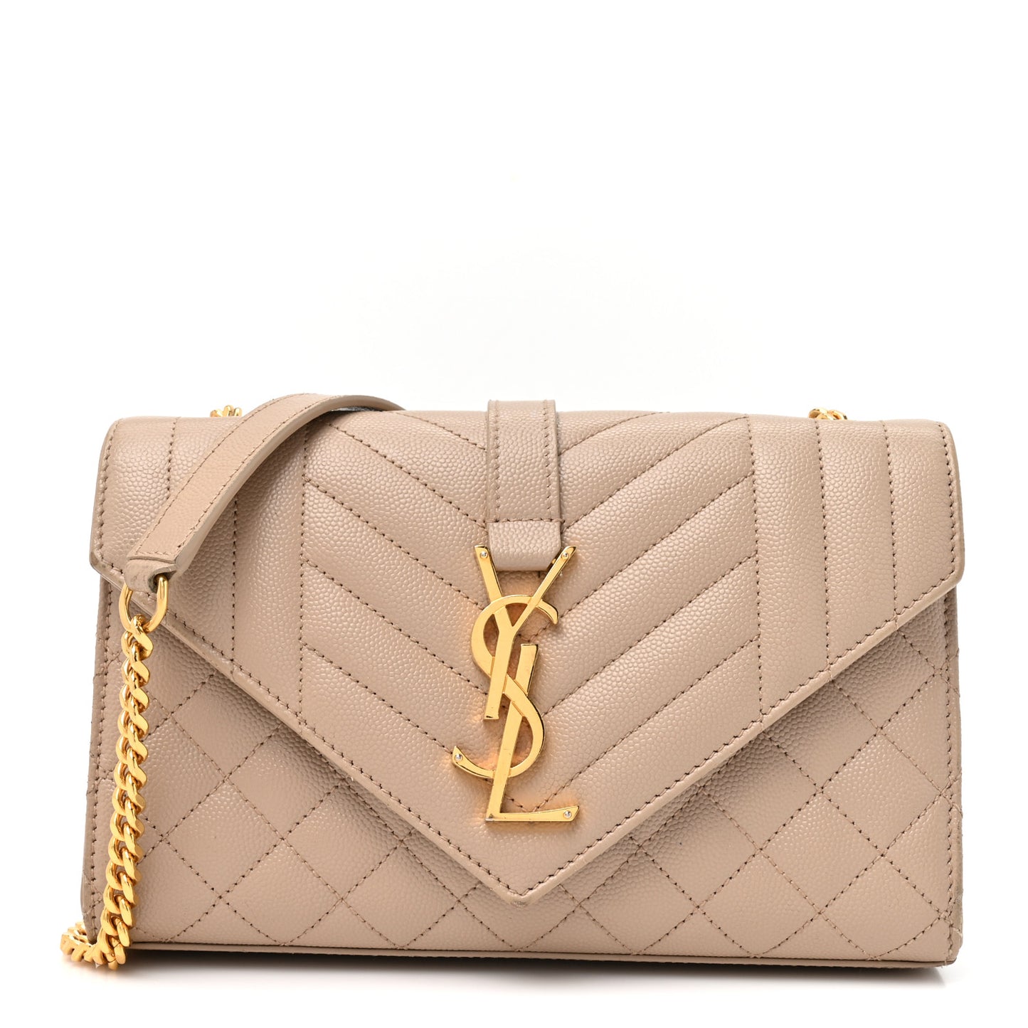 Grain De Poudre Textured Mixed Matelasse Triquilt Small Monogram Satchel Dark Beige