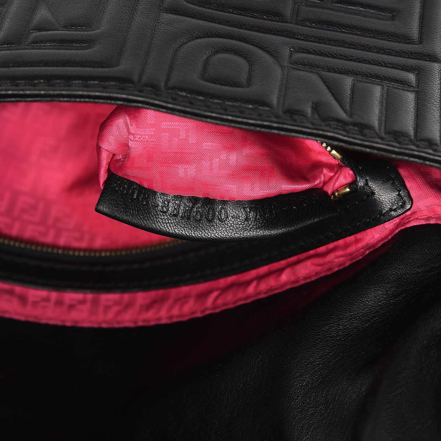 Nappa Logo Embossed Baguette Black