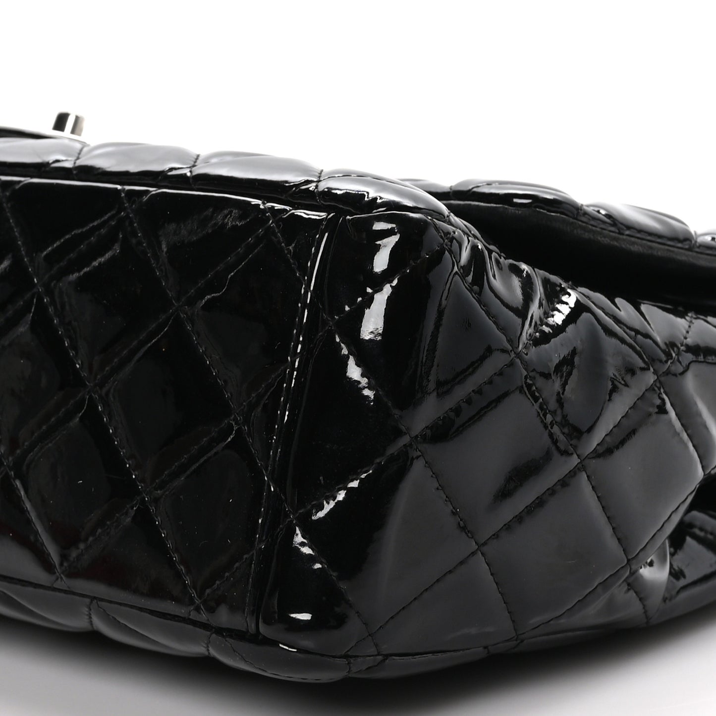 Patent Quilted Maxi Double Flap Black