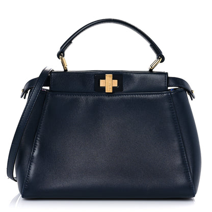 Fendi Nappa Mini Peekaboo Iconic Satchel Navy 1 of 12