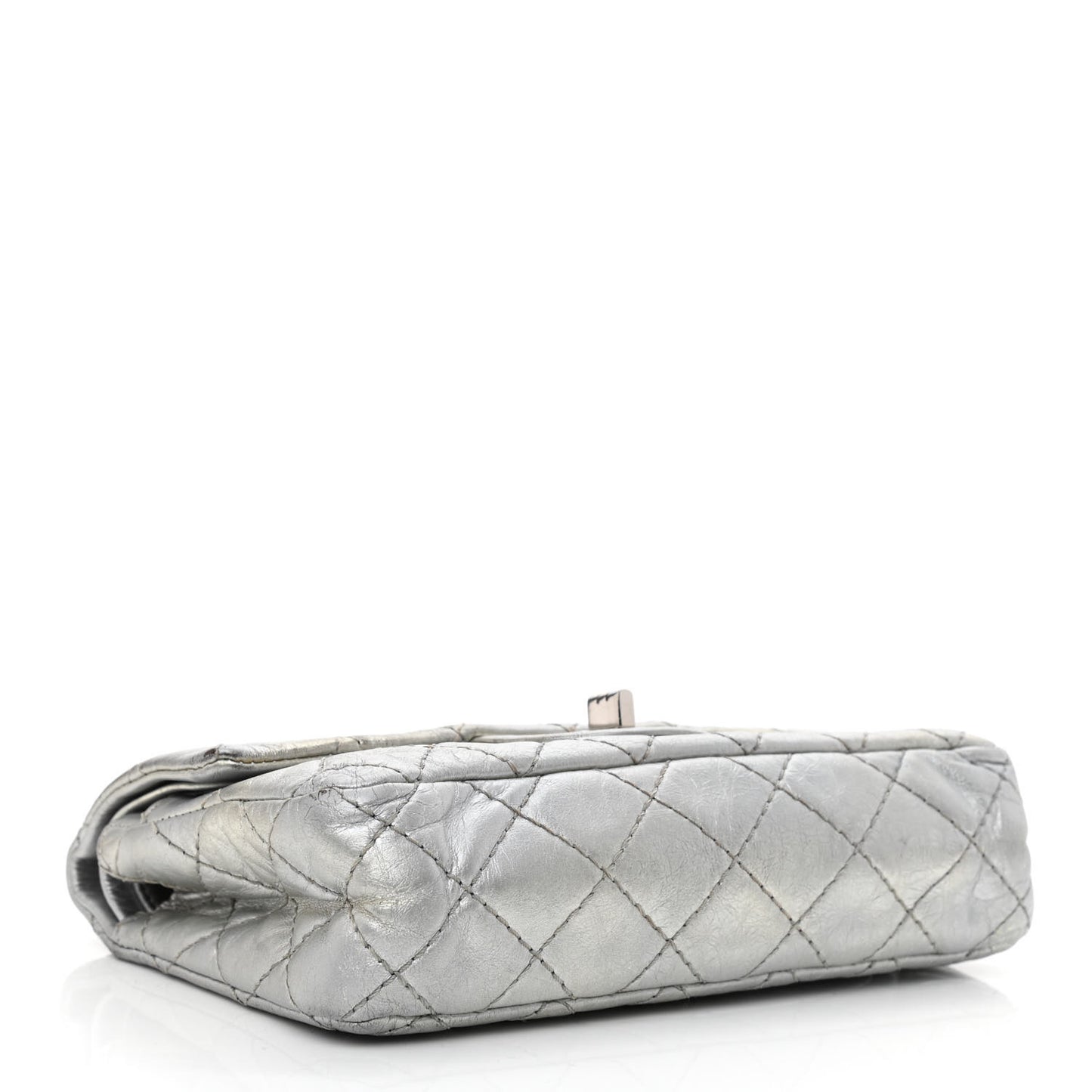 Metallic Aged Calfskin Quilted 2.55 Reissue 224 Flap Silver