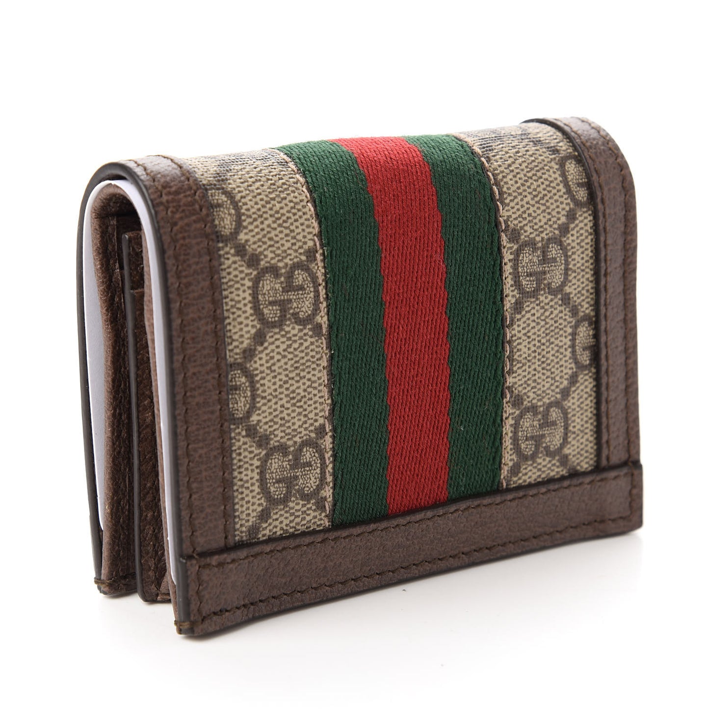 GG Supreme Monogram Web Ophidia Card Case Beige New Acero