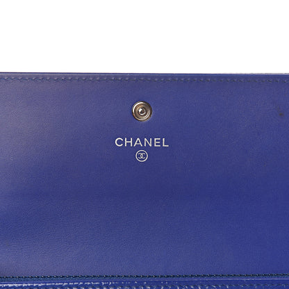 Chanel Patent Caviar Timeless CC Large Gusset Flap Wallet Blue 8 of 12