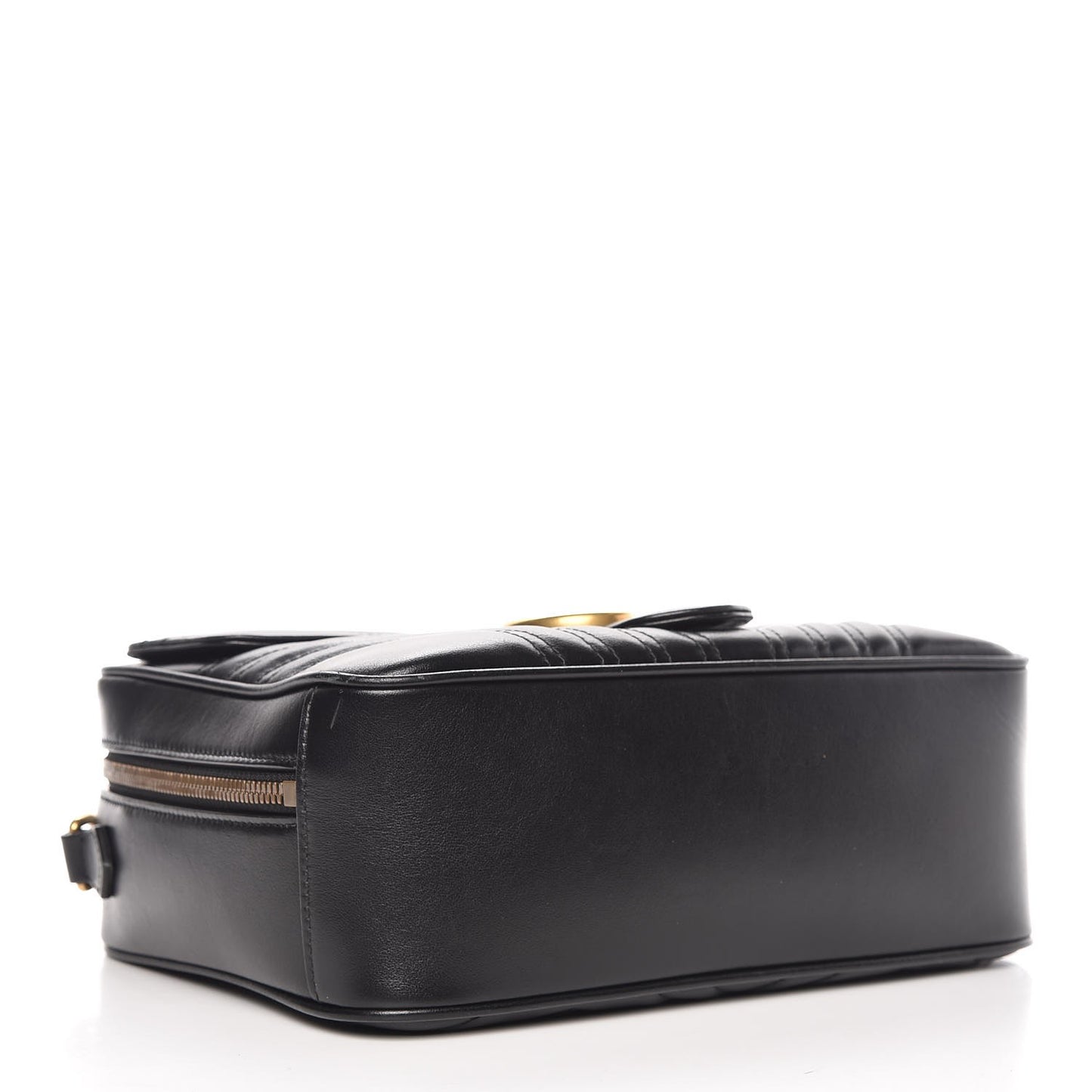 Calfskin Matelasse Sylvie Web Small GG Marmont Top Handle Shoulder Bag Black