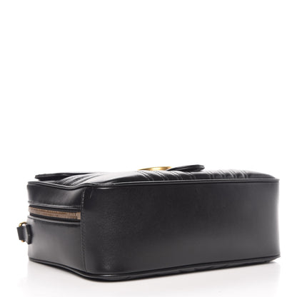 Gucci Calfskin Matelasse Sylvie Web Small GG Marmont Top Handle Shoulder Bag Black 4 of 8