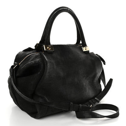 Lanvin Crocodile Stamped Calfskin Trilogy Bowling Bag Black 3 of 12
