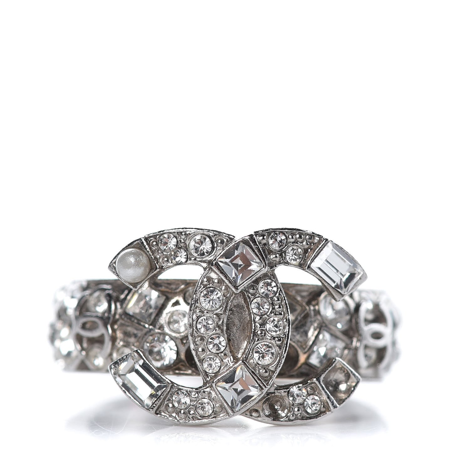 Crystal CC Ring 5.25 Silver