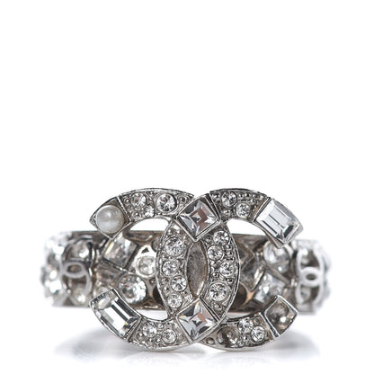 Chanel Crystal CC Ring 5.25 Silver 1 of 7