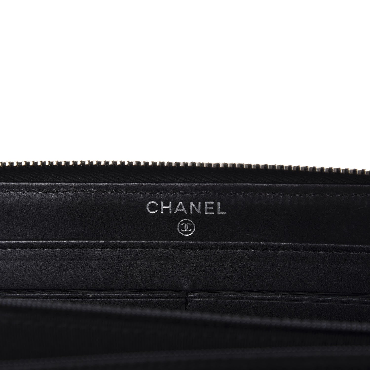 Chanel Lambskin Double Stitch Quilted Large Gusset Zip Around Wallet Black 14 of 19