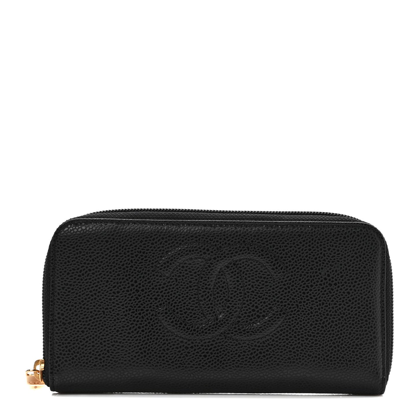 Caviar Large Timeless CC Zip Around Wallet Black