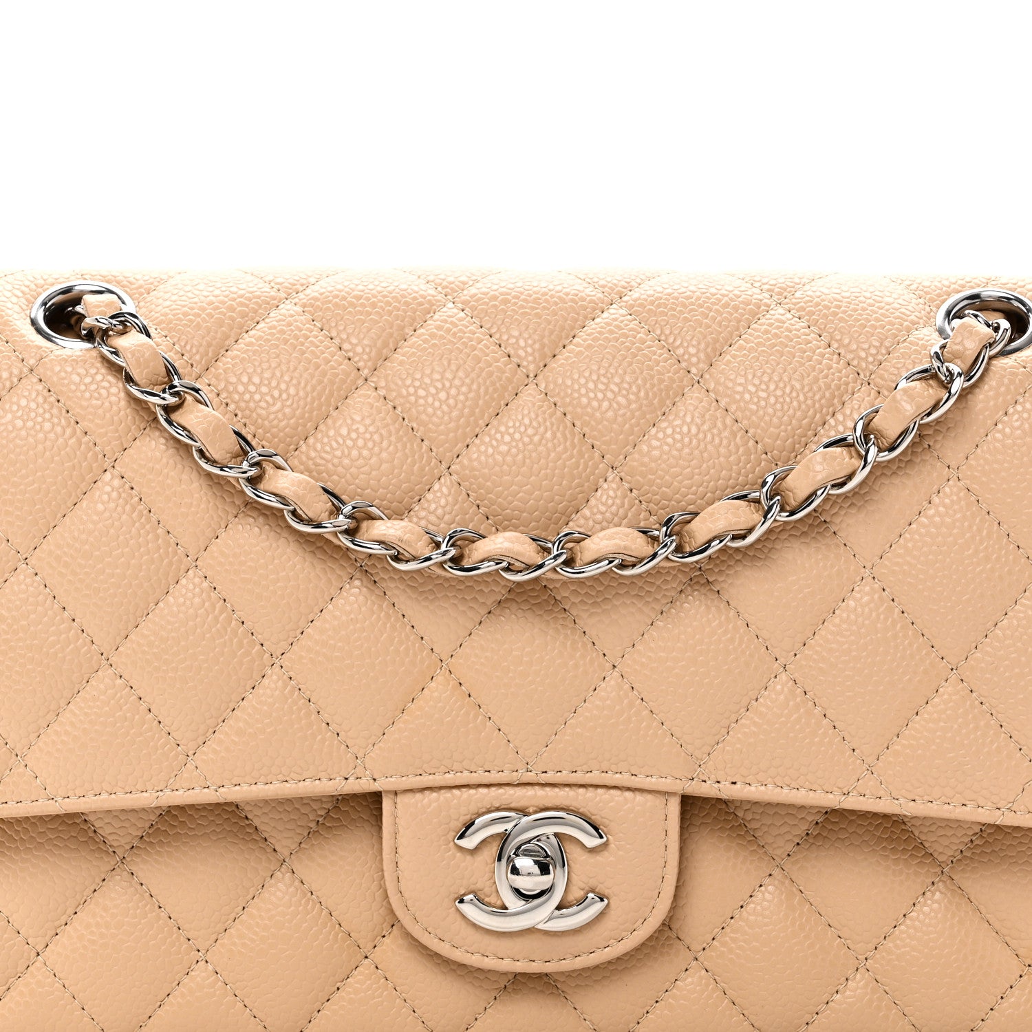 Chanel Caviar Quilted Medium Double Flap Beige 8 of 11