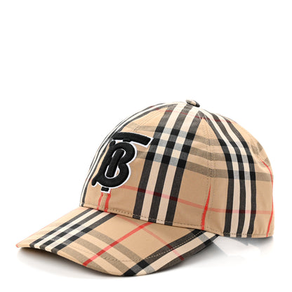 Burberry Cotton Vintage Check Monogram Baseball Hat XS Archive Beige 1 of 8