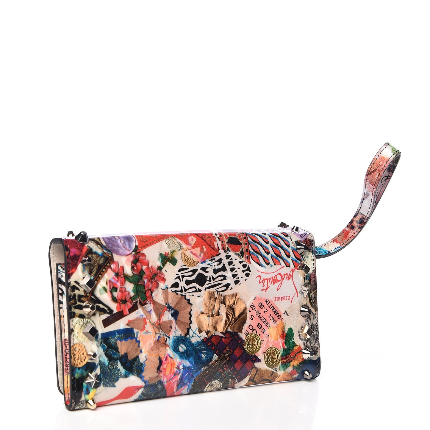 Patent Printed Collage Flap Wallet Multicolor