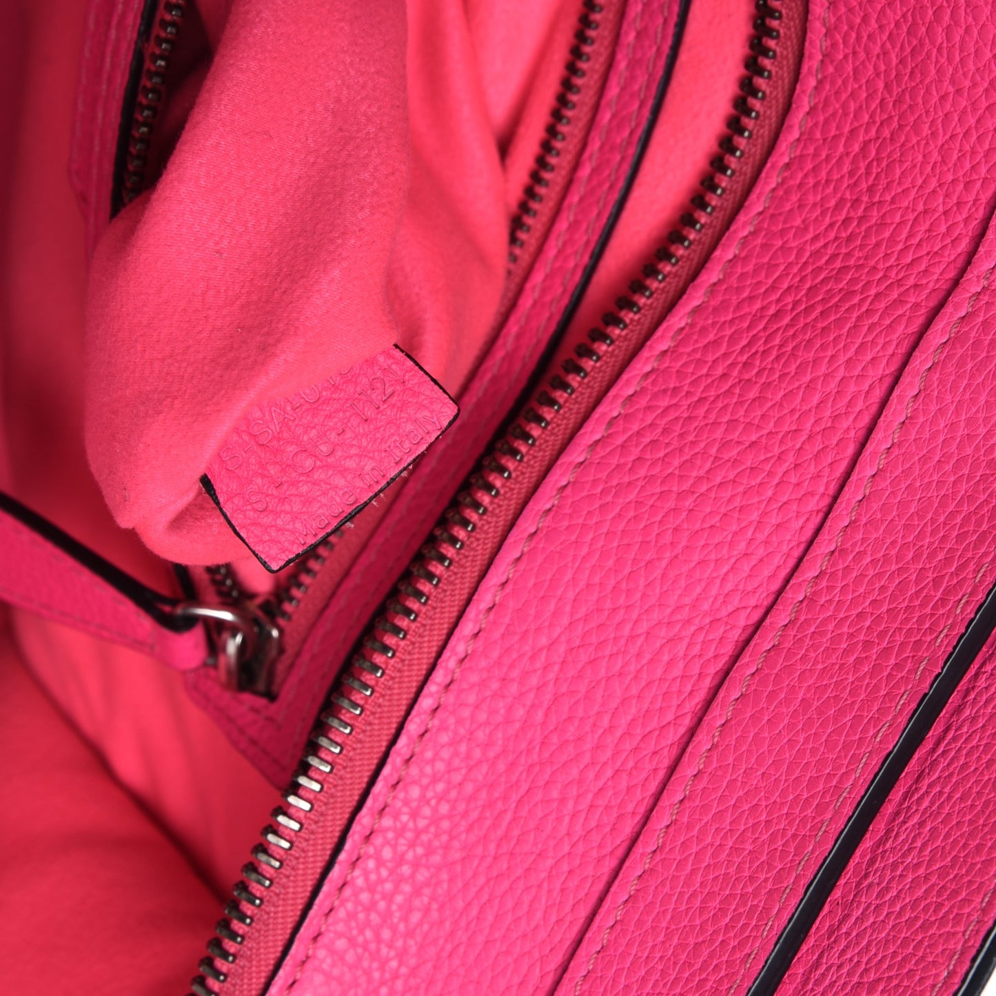 Drummed Calfskin Mini Luggage Fluo Pink